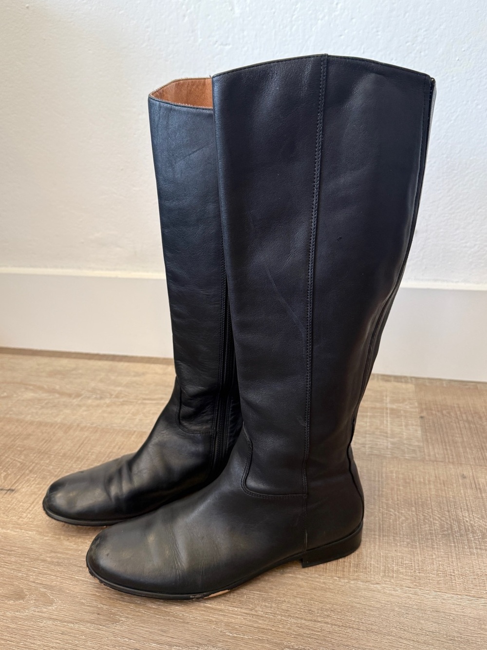 Corso Como Size 6.5 Black Leather Tall Riding Boots